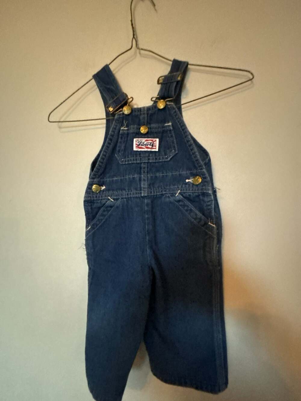 Vintage Liberty Toddler Denim Bib Overalls, 12 Months, Made in USA